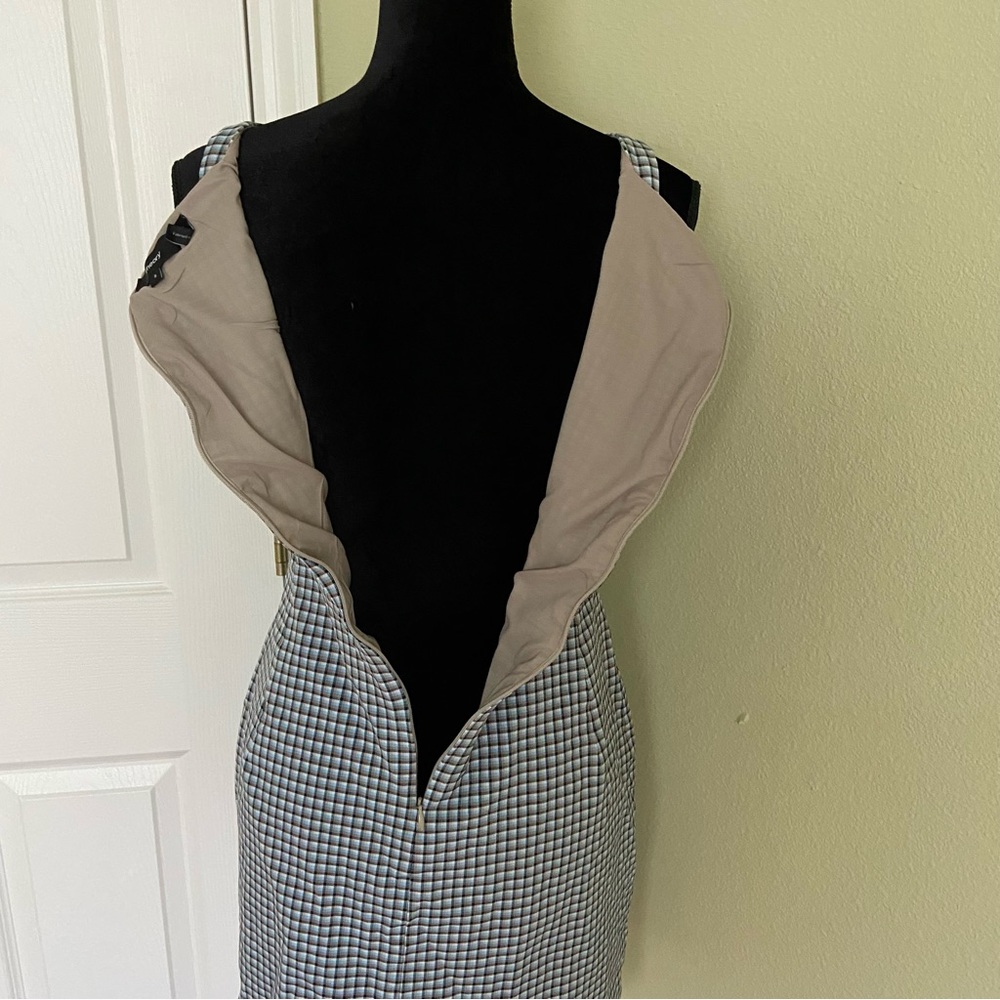 Theory Square Neck Check Mini Dress - image 6